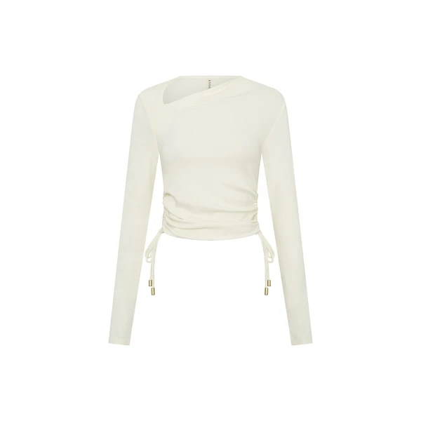 KIVARI Annika Jersey Top in Cream