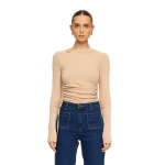 KIVARI Annika Jersey Top in Oat