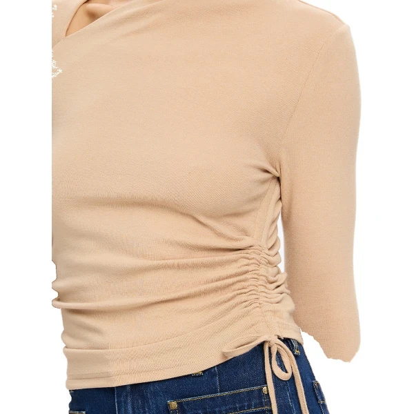 KIVARI Annika Jersey Top in Oat, view 4