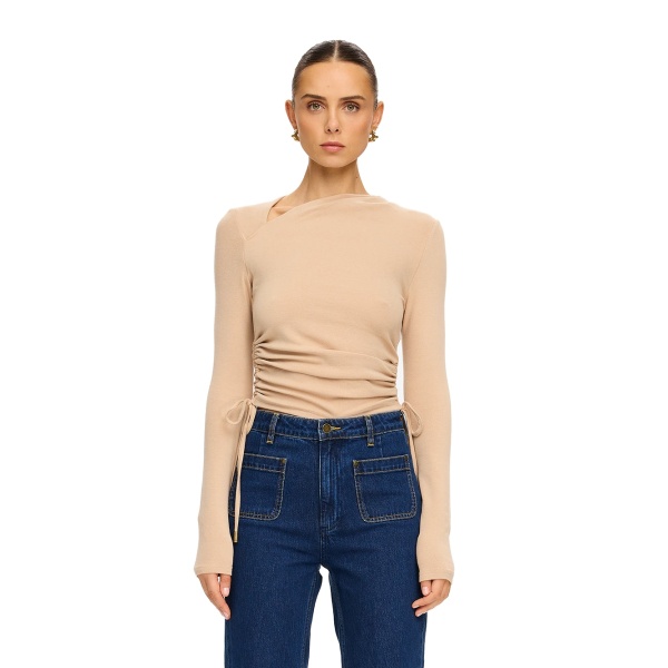 KIVARI Annika Jersey Top in Oat