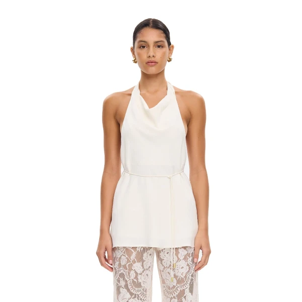 KIVARI Arabella Halter Top in Cream, view 2