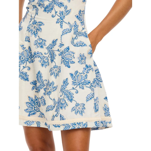 KIVARI Bluebell Halter Mini Dress in Blue Ecru, view 6