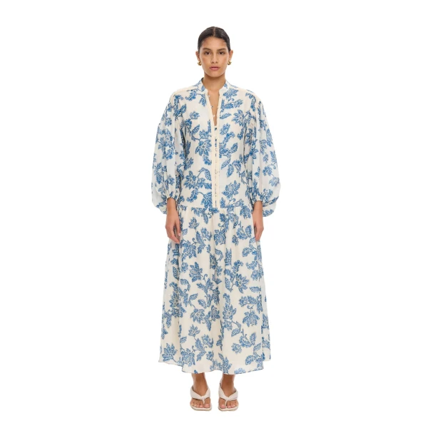 KIVARI Bluebell Maxi Dress in Blue Ecru, view 2