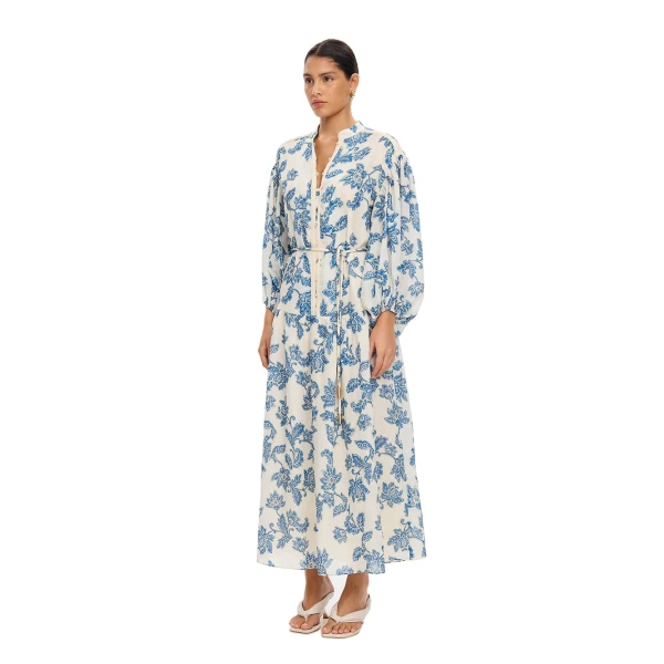 KIVARI Bluebell Maxi Dress in Blue Ecru, view 4