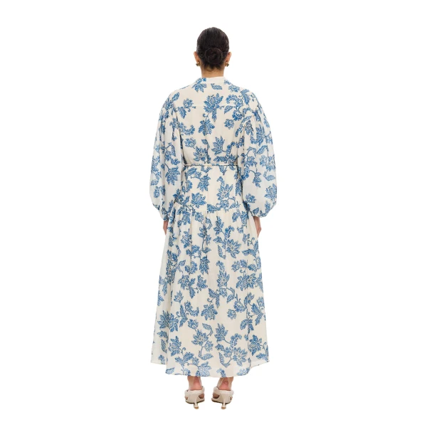 KIVARI Bluebell Maxi Dress in Blue Ecru, view 5