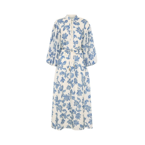 KIVARI Bluebell Maxi Dress in Blue Ecru