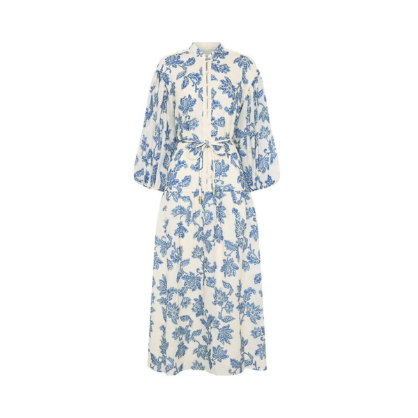 KIVARI Bluebell Maxi Dress in Blue Ecru
