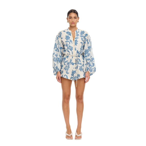 KIVARI Bluebell Playsuit in Blue Ecru, view 2