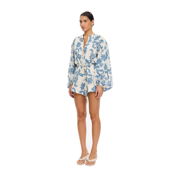 KIVARI Bluebell Playsuit in Blue Ecru, view 4