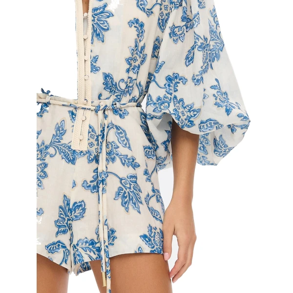 KIVARI Bluebell Playsuit in Blue Ecru, view 6