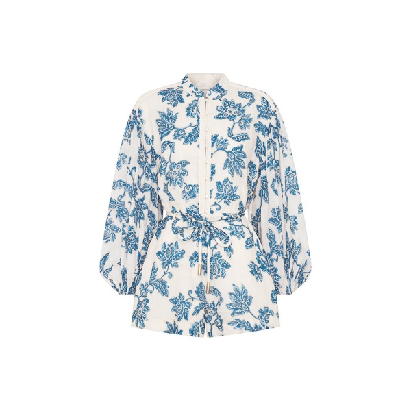 KIVARI Bluebell Playsuit in Blue Ecru