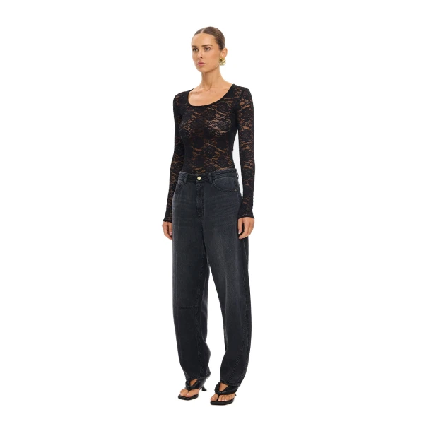 KIVARI Bonnie Lace Bodysuit in Black, view 4