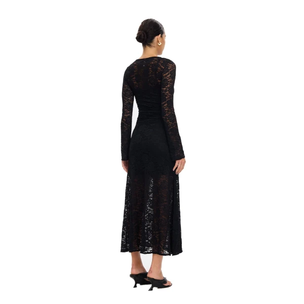KIVARI Bonnie Lace Maxi Dress in Black, view 4