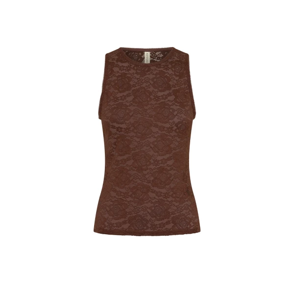 Bonnie Lace Tank in Chocolate