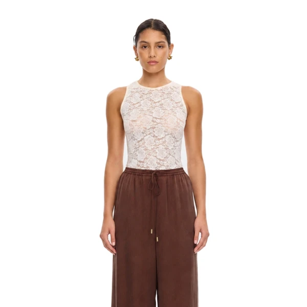 KIVARI Bonnie Lace Tank in Ivory, view 2