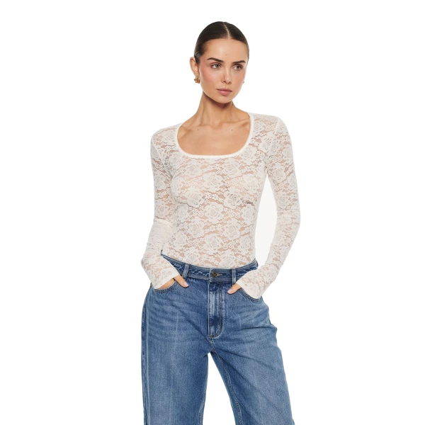 KIVARI Bonnie Lace Top in Ivory, view 2
