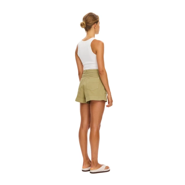 KIVARI Celene Denim Short in Olive, view 4