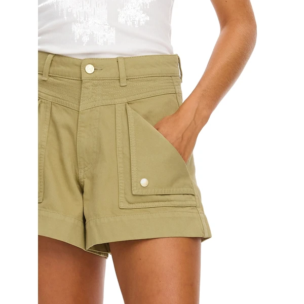 KIVARI Celene Denim Short in Olive, view 5