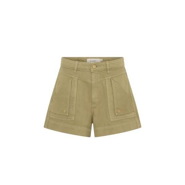 KIVARI Celene Denim Short in Olive