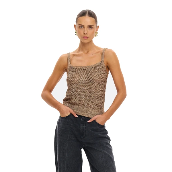 KIVARI Debby Knit Cami in Rust, view 2