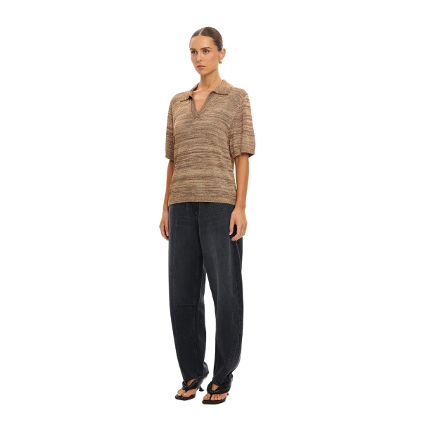 KIVARI Debby Knit Polo in Rust, view 3