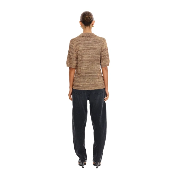KIVARI Debby Knit Polo in Rust, view 4