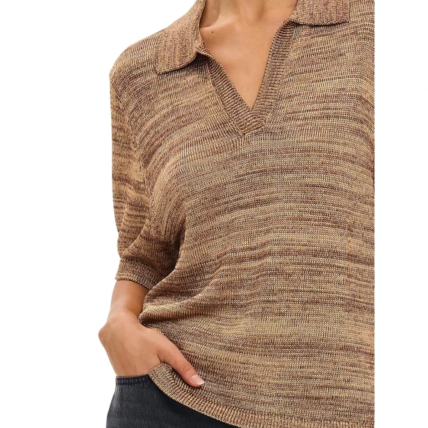 KIVARI Debby Knit Polo in Rust, view 5
