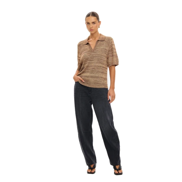 KIVARI Debby Knit Polo in Rust, view 6