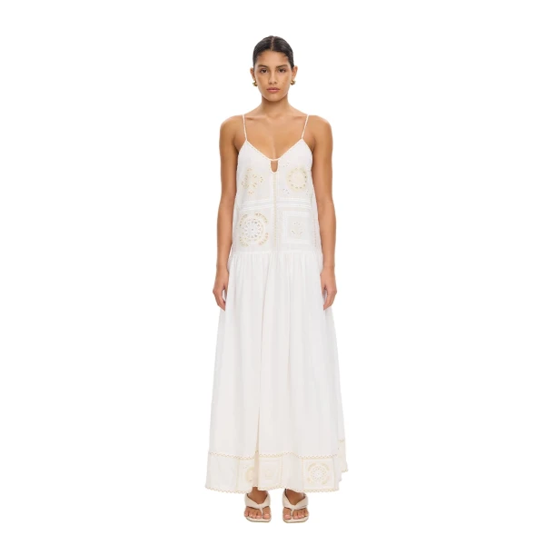 KIVARI Delfie Maxi Dress in Ivory, view 3