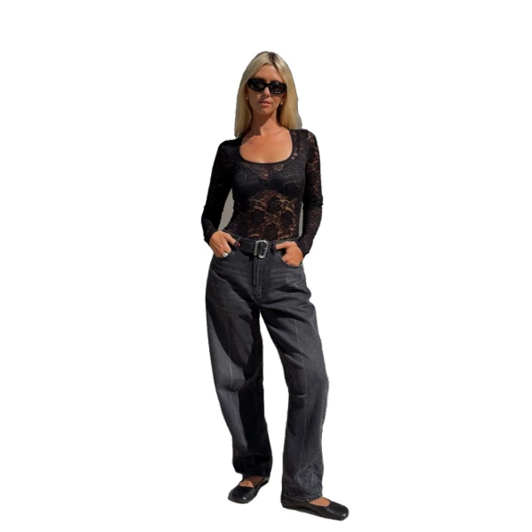 KIVARI Dylan Barrel Jean in Black, view 2
