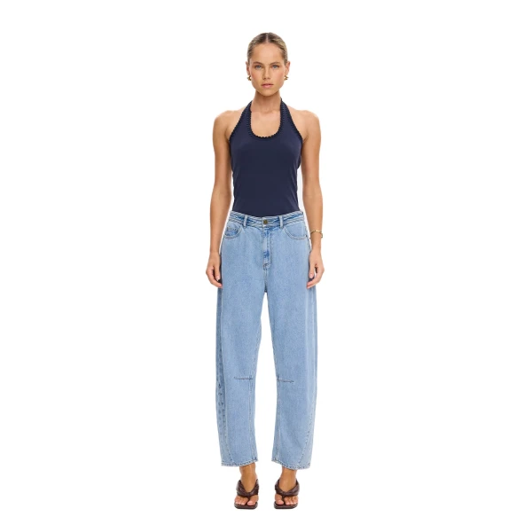 KIVARI Dylan Barrel Jean in Pale Stone, view 2