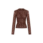 KIVARI Edie Mesh Top in Brown