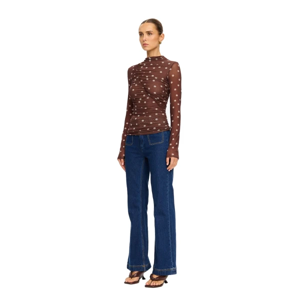 KIVARI Edie Mesh Top in Brown, view 3