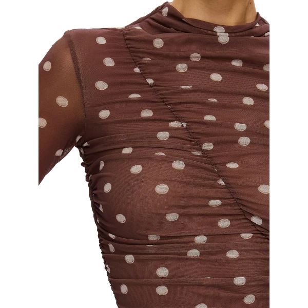 KIVARI Edie Mesh Top in Brown, view 5