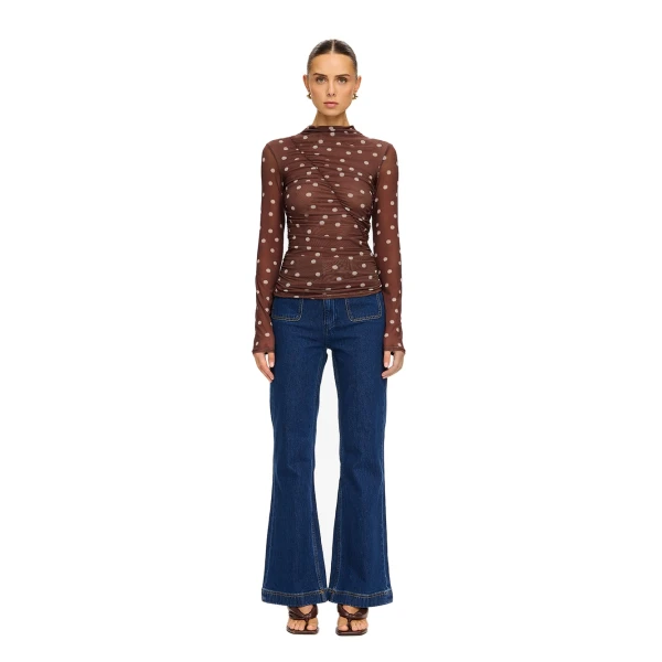 KIVARI Edie Mesh Top in Brown, view 6