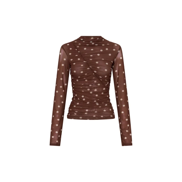 KIVARI Edie Mesh Top in Brown