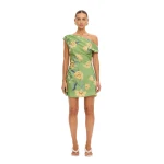 KIVARI Eve Off Shoulder Mini Dress in Green