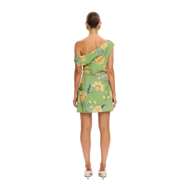 KIVARI Eve Off Shoulder Mini Dress in Green, view 4