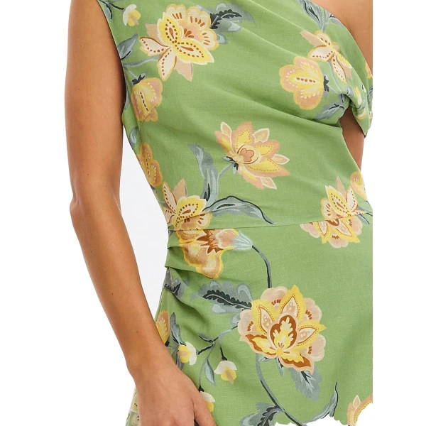 KIVARI Eve Off Shoulder Mini Dress in Green, view 5