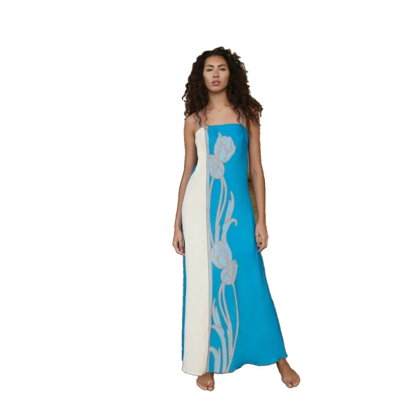 KIVARI Fleur Maxi Dress in Blue Ivory, view 2