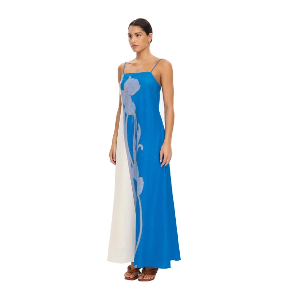 KIVARI Fleur Maxi Dress in Blue Ivory, view 4