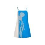 KIVARI Fleur Mini Dress in Blue Ivory