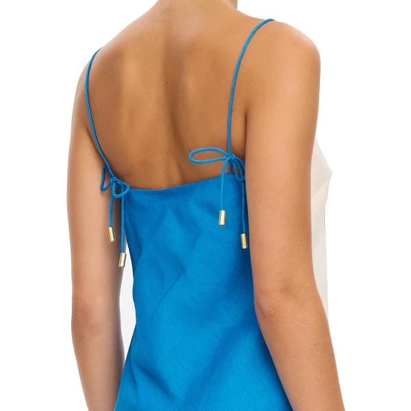KIVARI Fleur Mini Dress in Blue Ivory, view 5