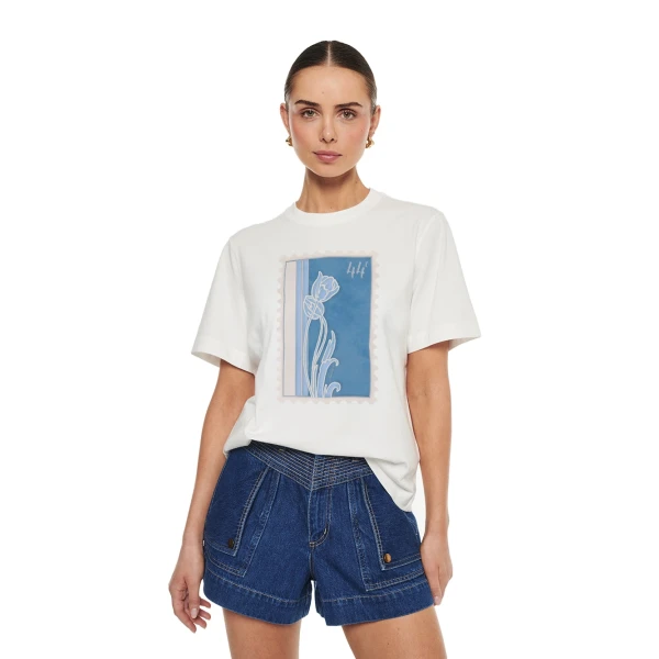 KIVARI Fleur Tee in Ivory Blue, view 2