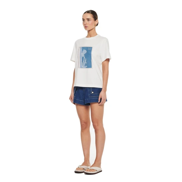 KIVARI Fleur Tee in Ivory Blue, view 3