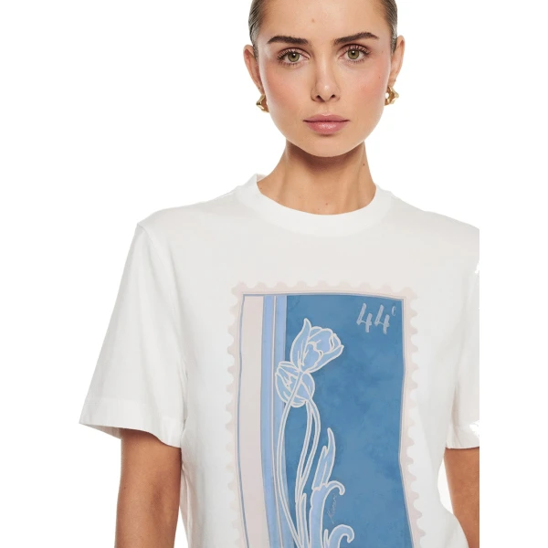 KIVARI Fleur Tee in Ivory Blue, view 5