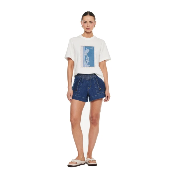 KIVARI Fleur Tee in Ivory Blue, view 6