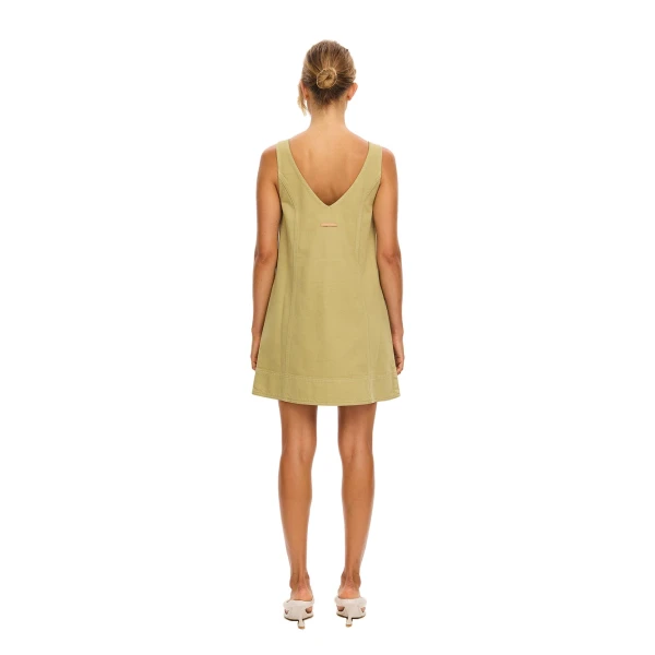 KIVARI Ilaria Denim Mini Dress in Olive, view 5