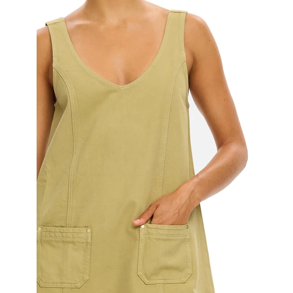 KIVARI Ilaria Denim Mini Dress in Olive, view 6
