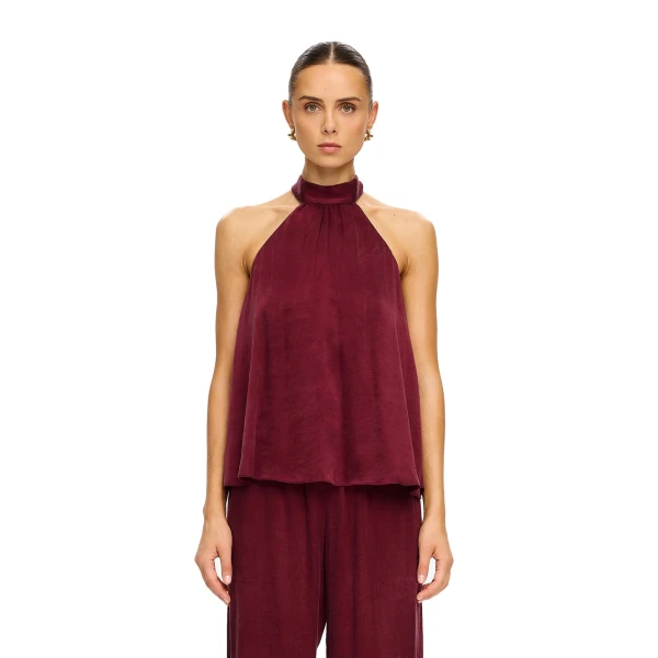 KIVARI Jaxon Halter Top in Plum, view 2
